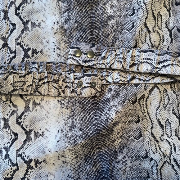 Joie Silk Snake Print Sheath Dress – Black/Grey, Size S, Snap Belt - Picture 5 of 7